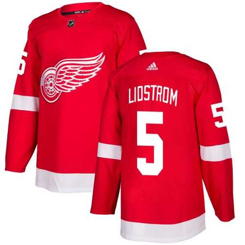 Mens Detroit Red Wings #5 Nicklas Lidstrom Red Home Adidas Jersey->detroit red wings->NHL Jersey